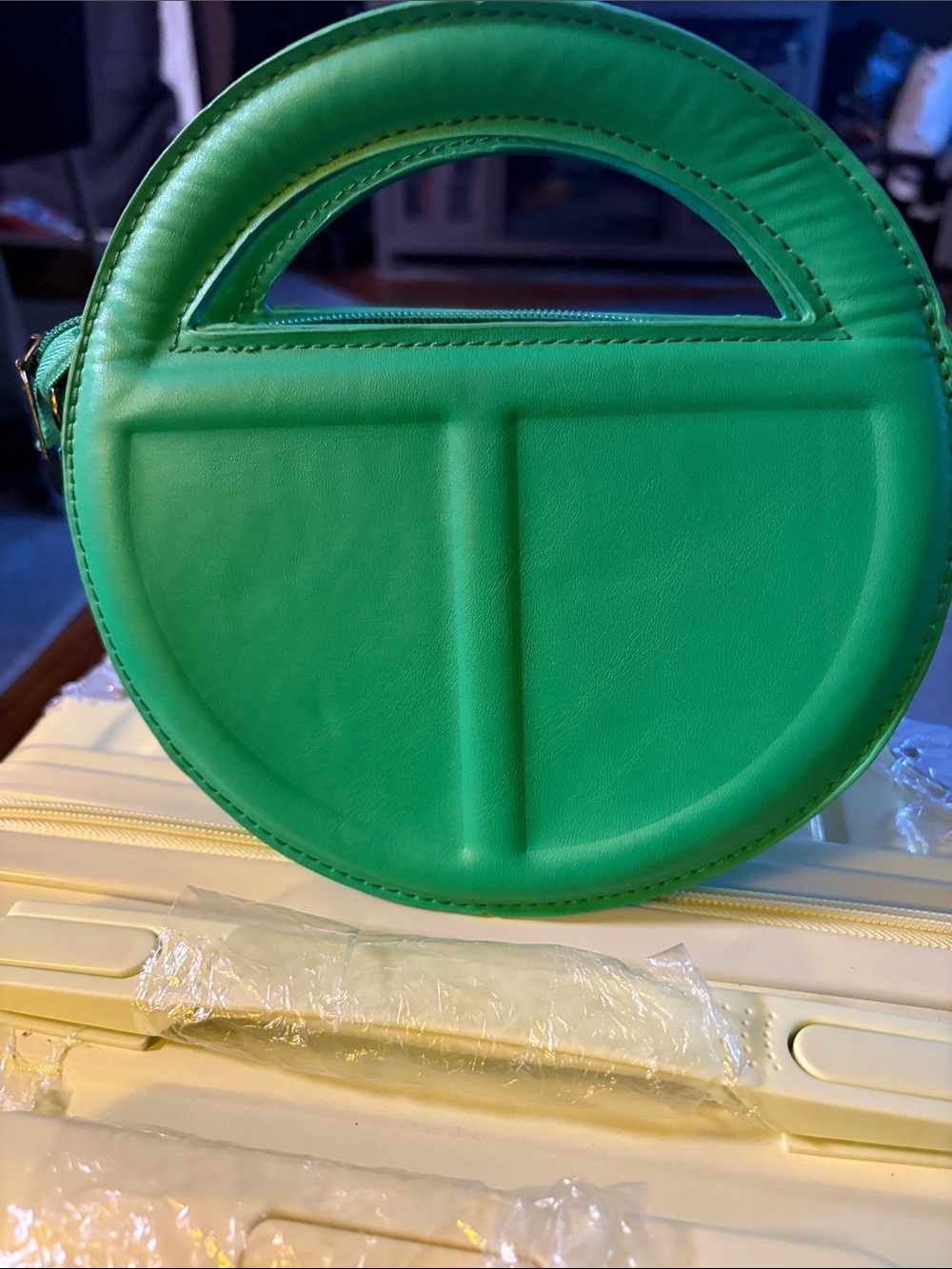 Green Round Handbag with Top Handle